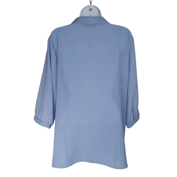 Claire France  3/4 Length Sleeve Button Down Blouse Blue 14 - Picture 7 of 9
